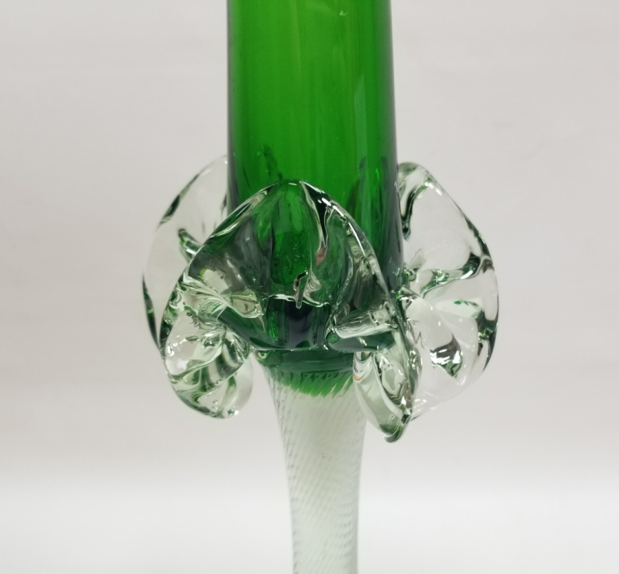 ÜFLEME CAMDAN MAMUL ANTİKA FIRFIRLI CAM MUMLUK