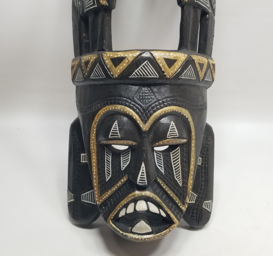 EL YAPIMI AHŞAP AFRİKA DEKORATİF MASK