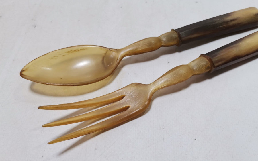 OSMANLI DÖNEMİ EL YAPIMI ANDİR BOYNUZ SERVİS ÇATAL KAŞIĞI