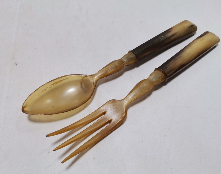 OSMANLI DÖNEMİ EL YAPIMI ANDİR BOYNUZ SERVİS ÇATAL KAŞIĞI