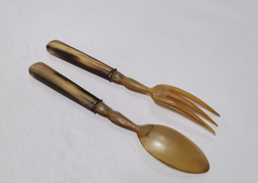 OSMANLI DÖNEMİ EL YAPIMI ANDİR BOYNUZ SERVİS ÇATAL KAŞIĞI