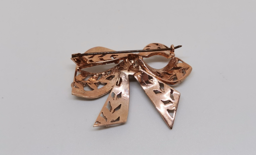 ÖZEL YAPIM FİYONK FORMLU ANTİKA ELMAS BROŞ