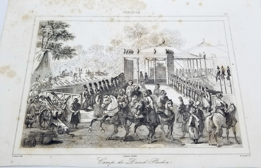 KARADAVUT PAŞA'NIN KAMP KURMASI KONULU OSMANLI DÖNEMİ BASKI GRAVÜR