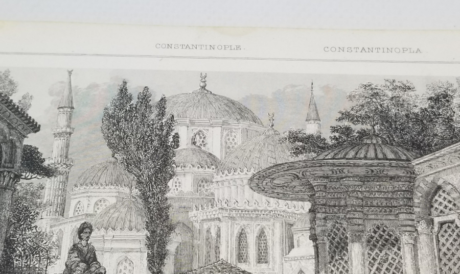 ŞEHZADE CAMİİ VE ÇEŞMESİ GÖRSELLİ OSMANLI DÖNEMİ BASKI GRAVÜR