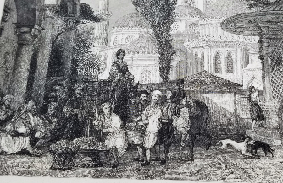 ŞEHZADE CAMİİ VE ÇEŞMESİ GÖRSELLİ OSMANLI DÖNEMİ BASKI GRAVÜR