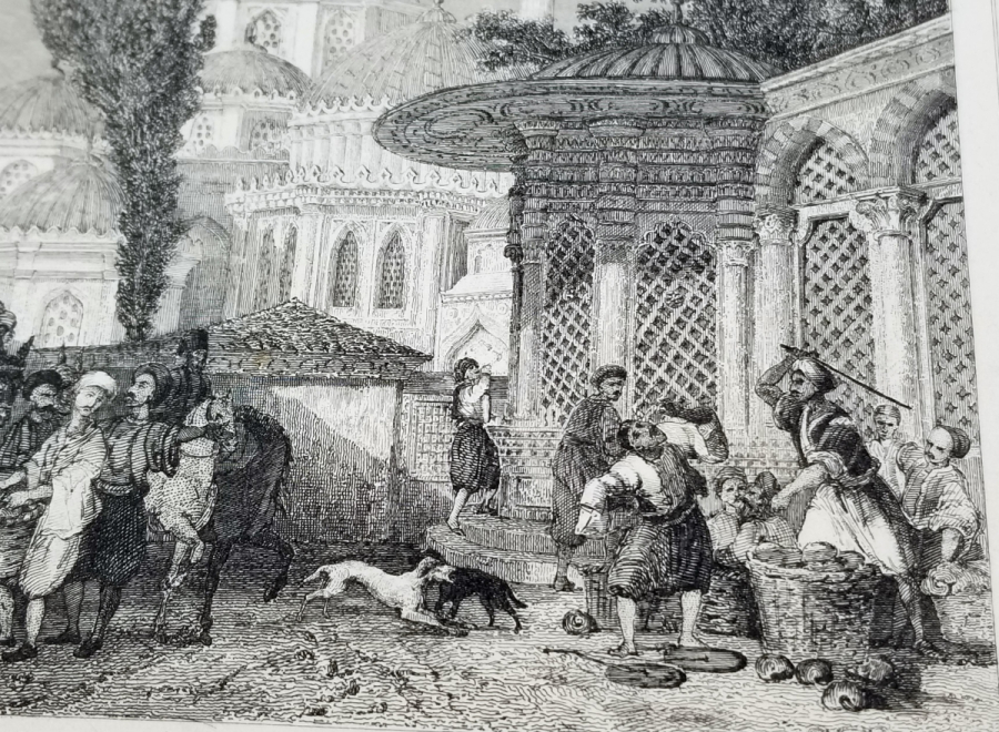 ŞEHZADE CAMİİ VE ÇEŞMESİ GÖRSELLİ OSMANLI DÖNEMİ BASKI GRAVÜR