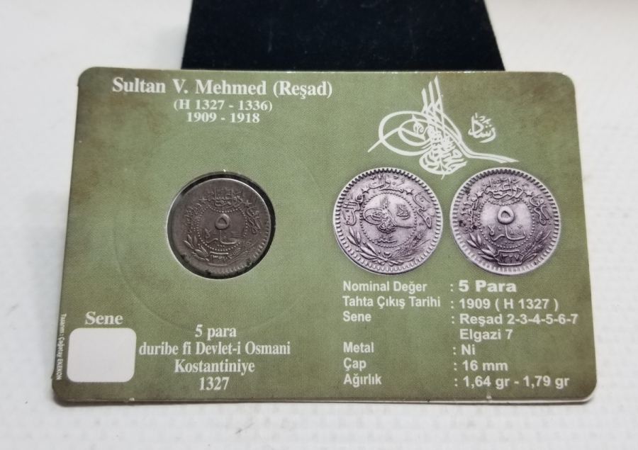 MEHMET REŞAT HAN DÖNEMİ KOLEKSİYONLUK NİKEL 5 PARA