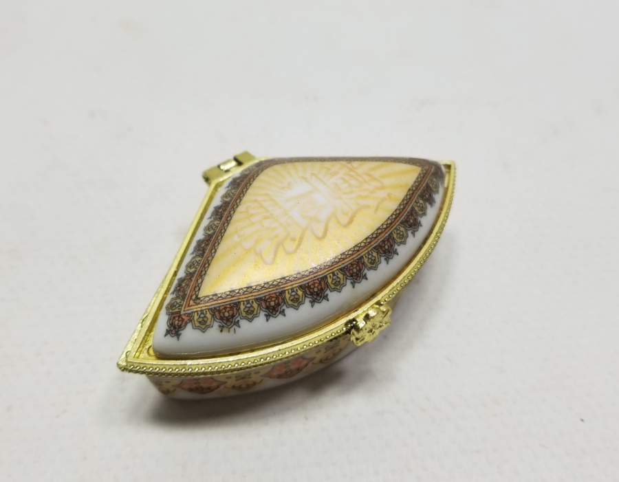 ÜZERİ YAZILI ANTİKA PORSELEN MÜCEVHER KUTUSU