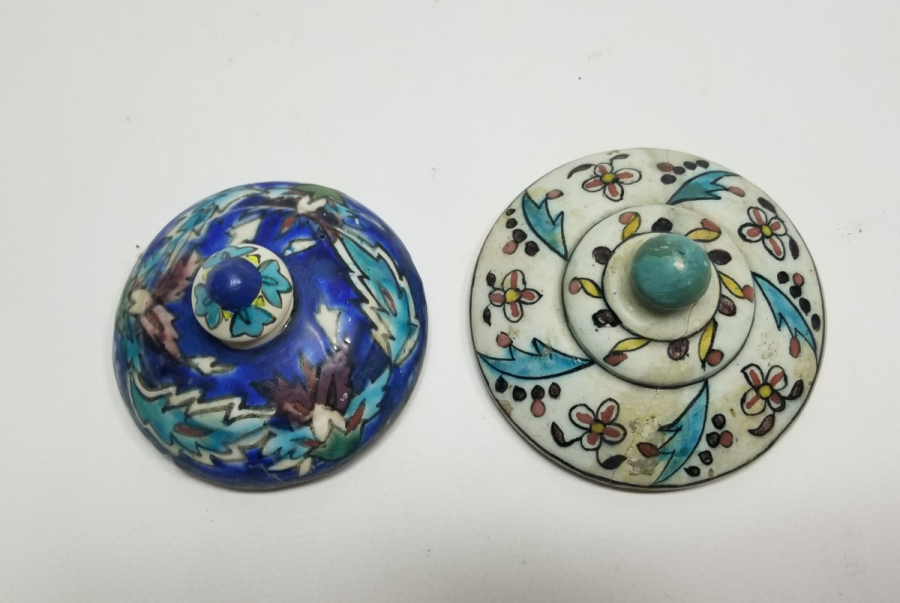 OSMANLI DÖNEMİ İKİ ADET KÜTAHYA KAVANOZ KAPAĞI