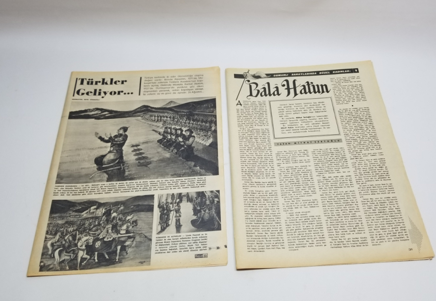 POSTERLERİ BULUNAN 2 ADET ANTİKA HAYAT DERGİSİ YAPRAKLARI