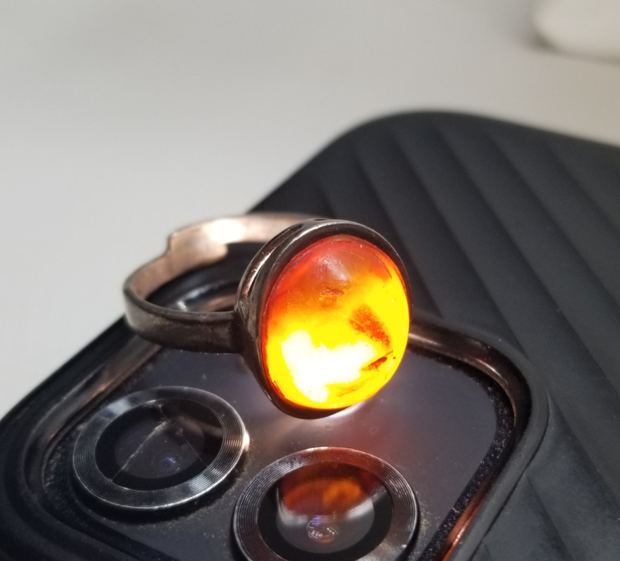 ÖZEL YAPIM DAMLA KEHRİBAR GÜMÜŞ YÜZÜK