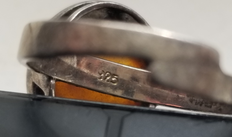 ÖZEL YAPIM DAMLA KEHRİBAR GÜMÜŞ YÜZÜK