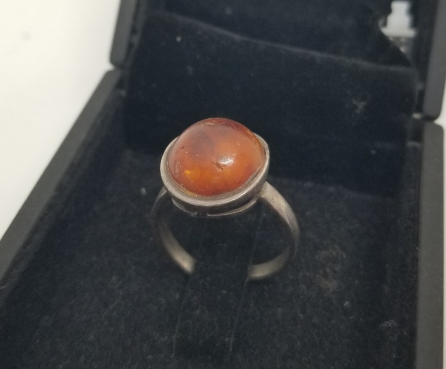 ÖZEL YAPIM DAMLA KEHRİBAR GÜMÜŞ YÜZÜK