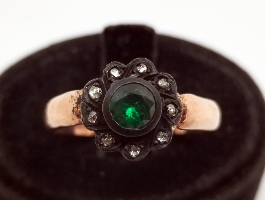 GÜL MODELLİ SİTRİN VE ELMAS TAŞLI YÜZÜK