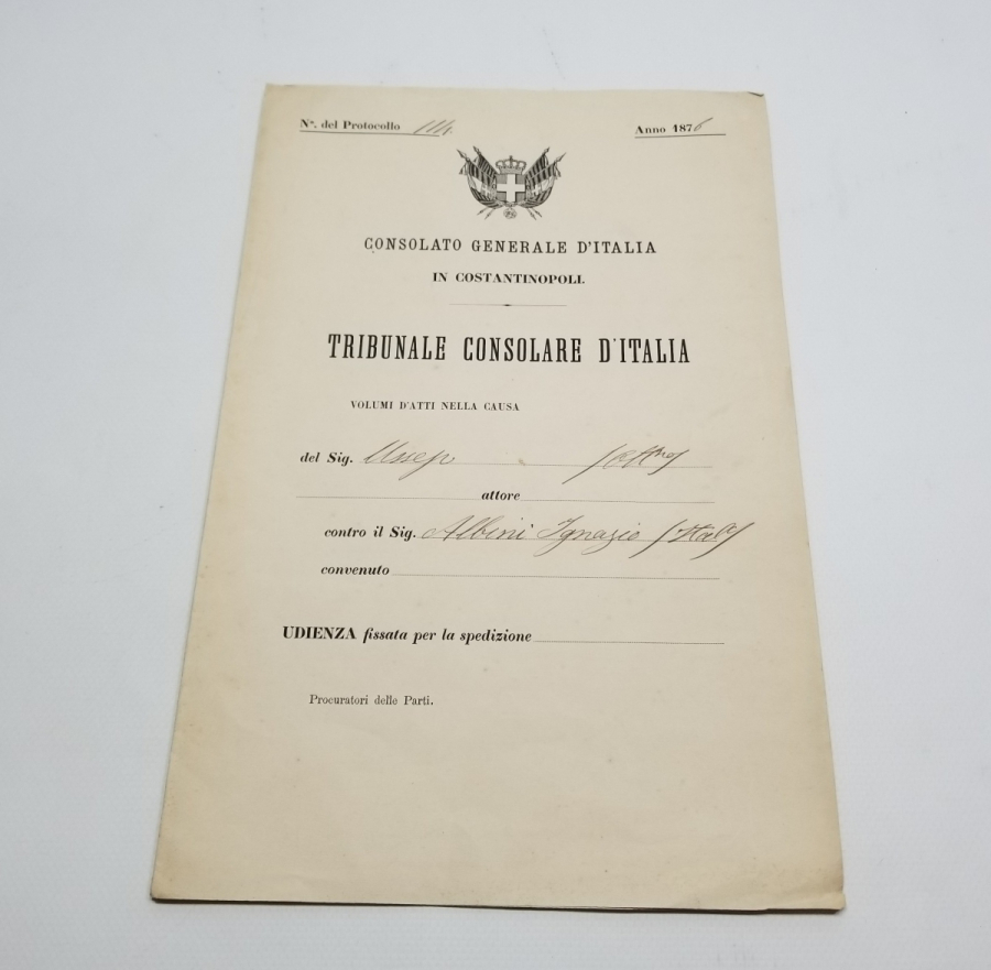 OSMANLI DÖNEMİ 1876 TARİHLİ İTALYAN KONSOLOSLUĞU KARTON DOSYA