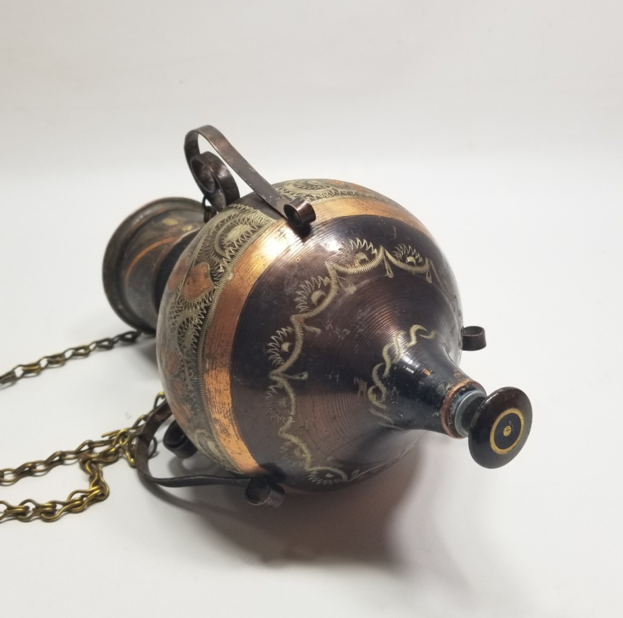 ÜZERİ KALEM İŞÇİLİKLİ ANTİKA ERZİNCAN YAPIMI NADİR TİPTE KANDİL FORMLU ŞAMDAN