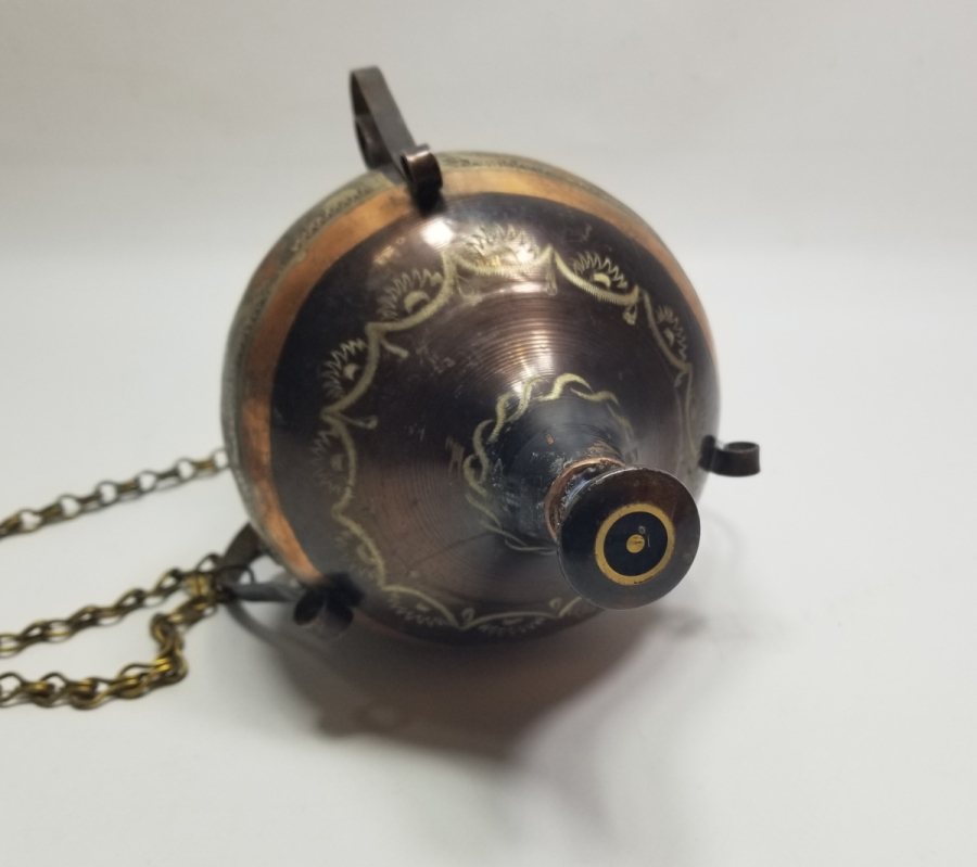 ÜZERİ KALEM İŞÇİLİKLİ ANTİKA ERZİNCAN YAPIMI NADİR TİPTE KANDİL FORMLU ŞAMDAN