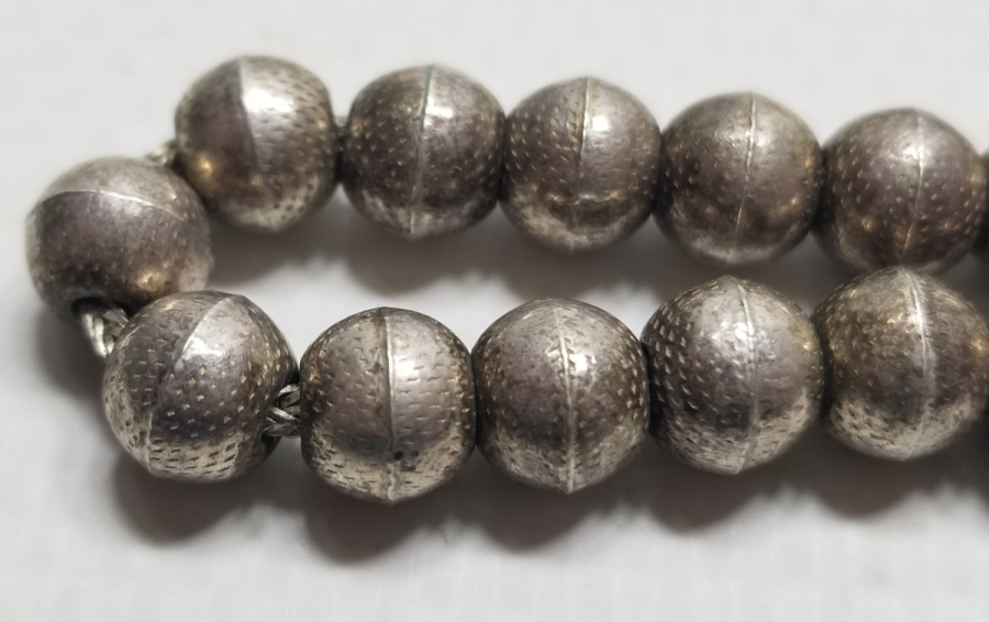 ÇİNTEMANİ İŞÇİLİKLİ EL YAPIMI ANTİKA GÜMÜŞ TESPİH