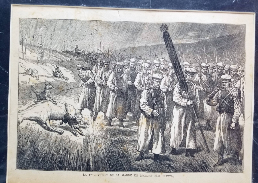 PLEVNE'YE DOĞRU İLERLEYEN RUS BİRLİKLERİ GÖRSELLİ OSMANLI DÖNEMİ GRAVÜR