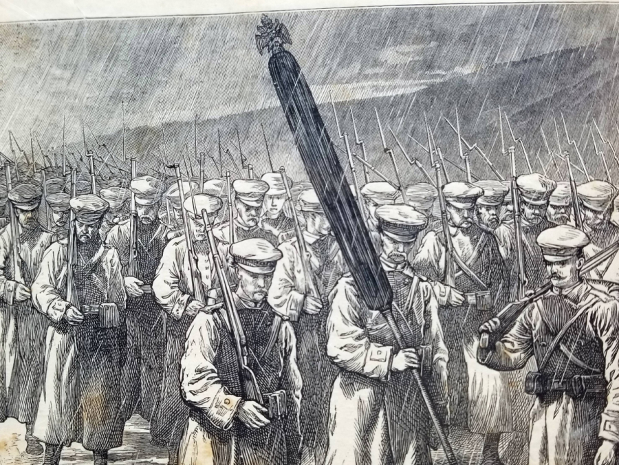 PLEVNE'YE DOĞRU İLERLEYEN RUS BİRLİKLERİ GÖRSELLİ OSMANLI DÖNEMİ GRAVÜR