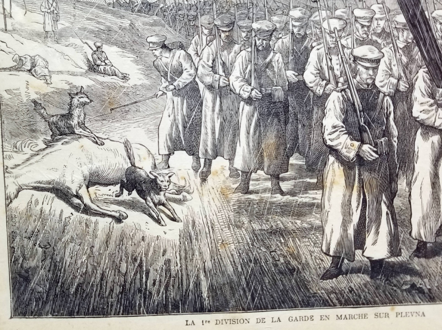 PLEVNE'YE DOĞRU İLERLEYEN RUS BİRLİKLERİ GÖRSELLİ OSMANLI DÖNEMİ GRAVÜR