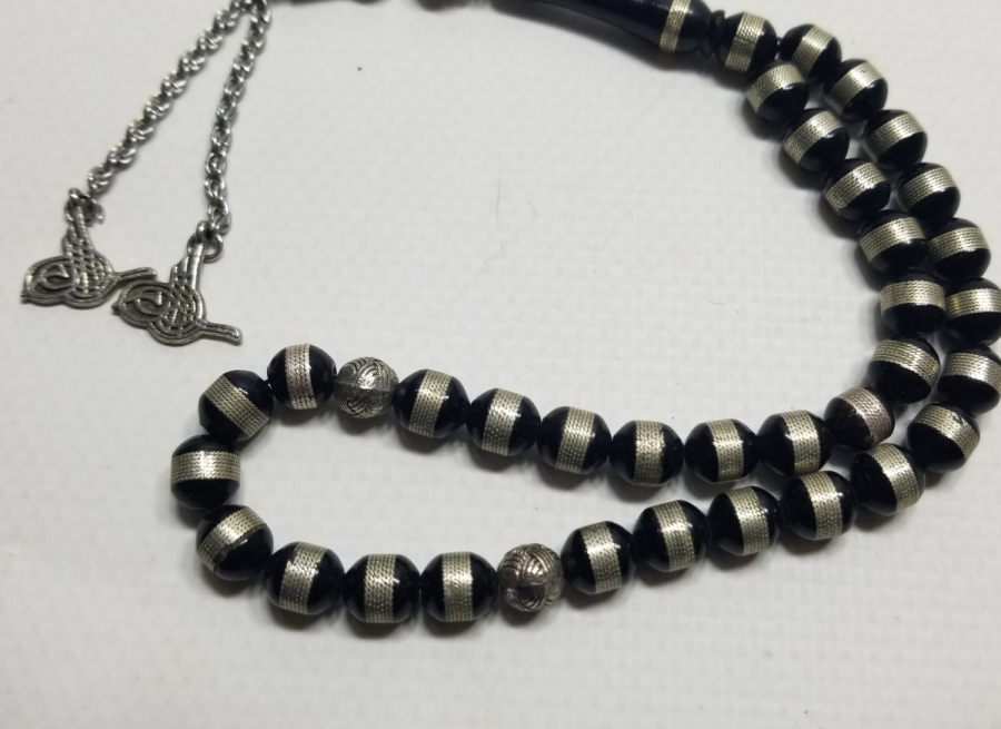 ÜZERİ GÜMÜŞ İŞLEMELİ ANTİKA KUKA TESPİH