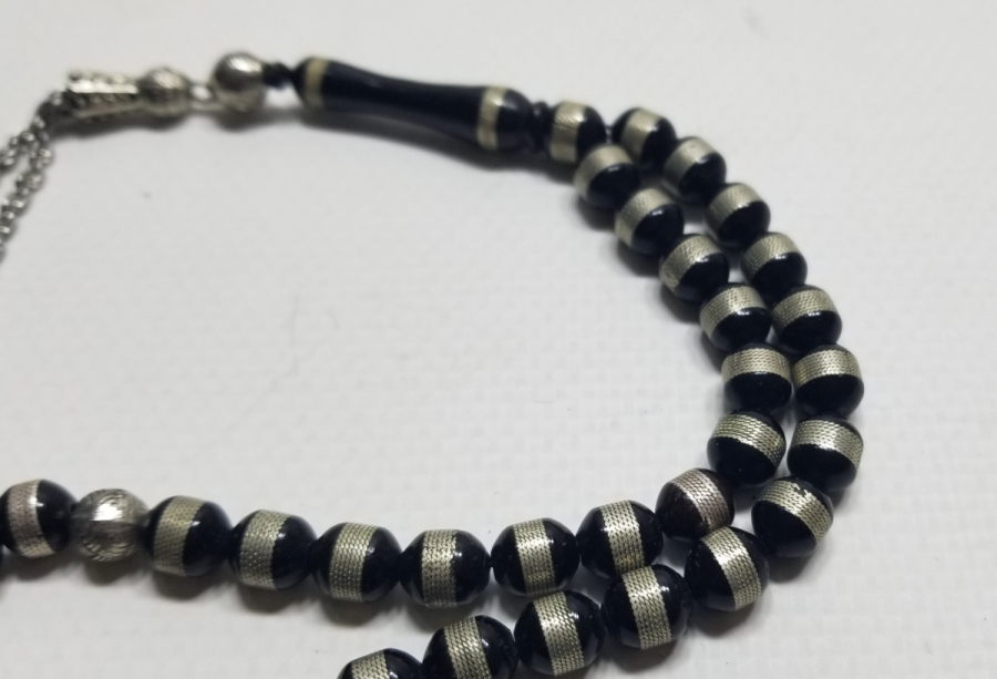 ÜZERİ GÜMÜŞ İŞLEMELİ ANTİKA KUKA TESPİH