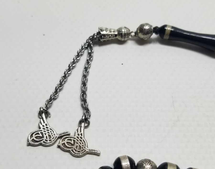 ÜZERİ GÜMÜŞ İŞLEMELİ ANTİKA KUKA TESPİH