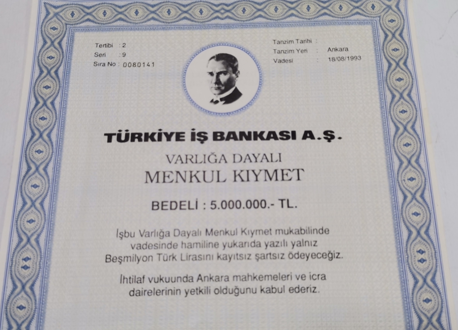 TÜRKİYE İŞ BANKASI HİSSE SENEDİ