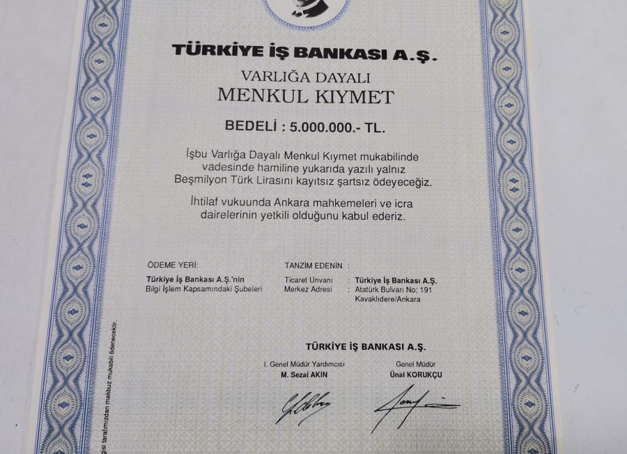 TÜRKİYE İŞ BANKASI HİSSE SENEDİ
