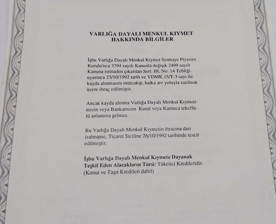 TÜRKİYE İŞ BANKASI HİSSE SENEDİ