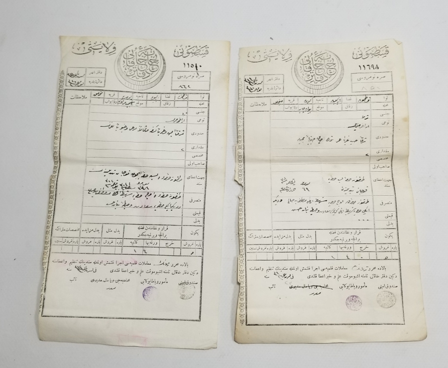 OSMANLI DÖNEMİ İKİ ADET SENED-İ HAKANİ - TAPU