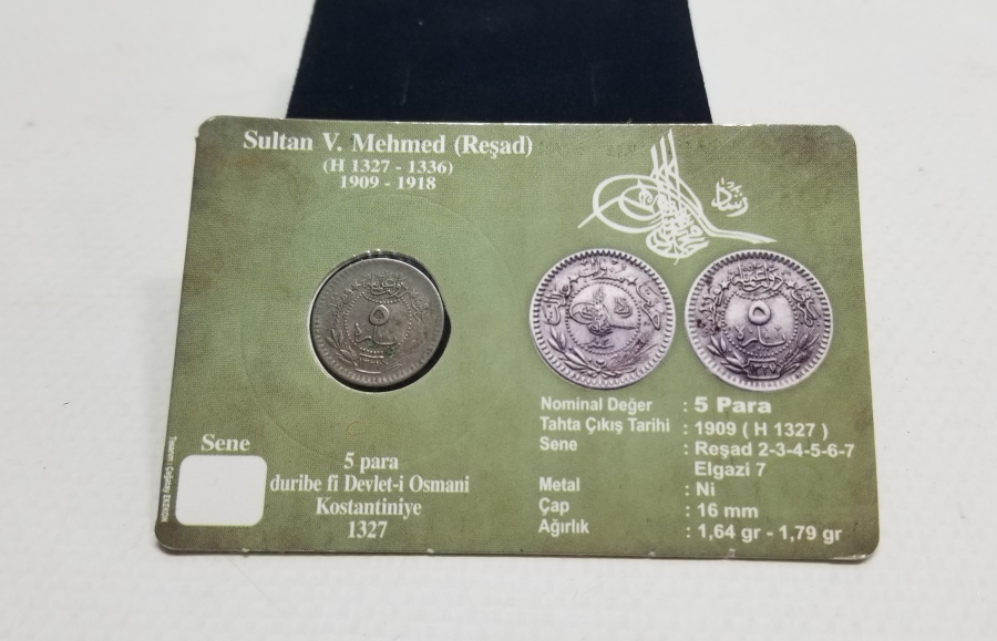 MEHMET REŞAT HAN DÖNEMİ KOLEKSİYONLUK NİKEL 5 PARA
