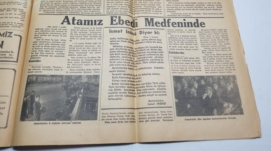 22 KASIM 1938 TARİHLİ MUSTAFA KEMAL ATATÜRK'ÜN ÖLÜMÜ KONULU TAN GAZETESİ