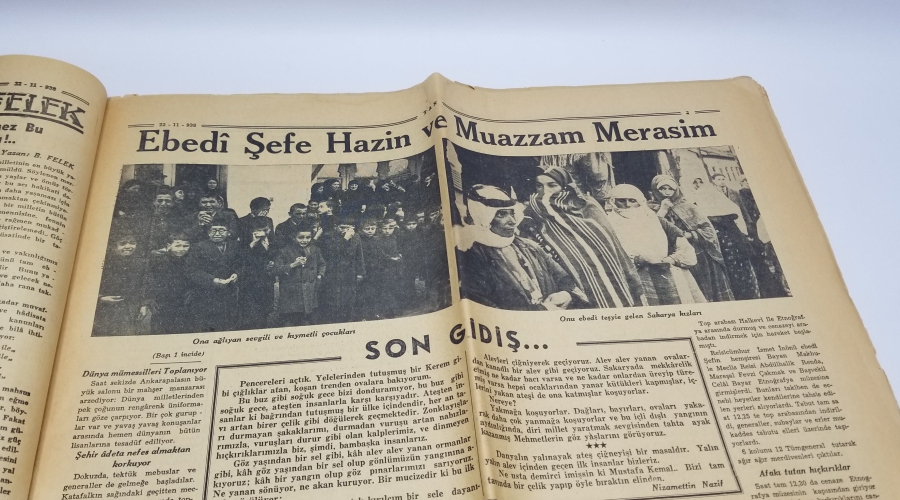 22 KASIM 1938 TARİHLİ MUSTAFA KEMAL ATATÜRK'ÜN ÖLÜMÜ KONULU TAN GAZETESİ