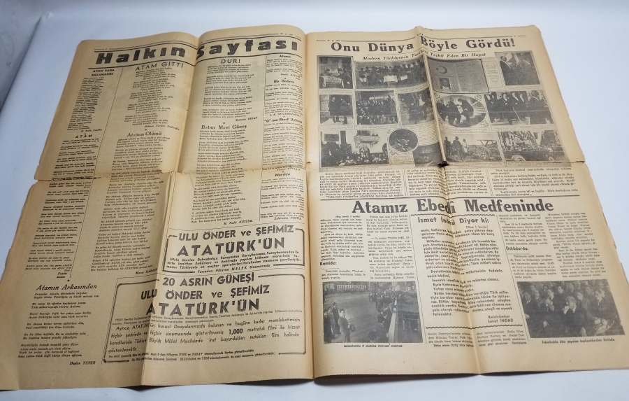 22 KASIM 1938 TARİHLİ MUSTAFA KEMAL ATATÜRK'ÜN ÖLÜMÜ KONULU TAN GAZETESİ