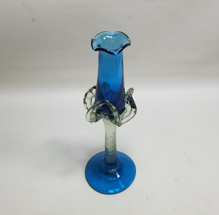 ÜFLEME CAMDAN MAMUL ANTİKA FIRFIRLI CAM MUMLUK