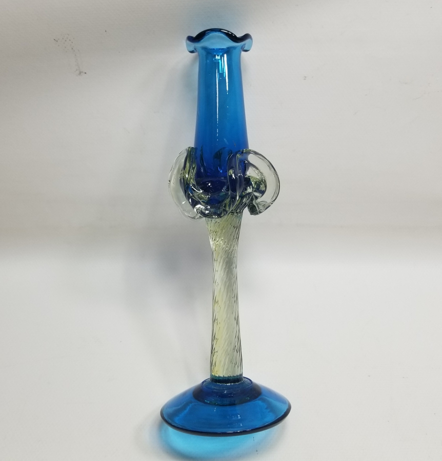 ÜFLEME CAMDAN MAMUL ANTİKA FIRFIRLI CAM MUMLUK