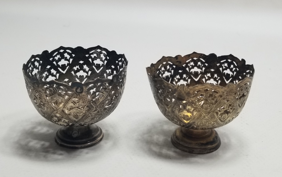 TESTERE VE KALEM İŞÇİLİKLİ OSMANLI DÖNEMİ ÇİFT GÜMÜŞ FİNCAN ZARFI