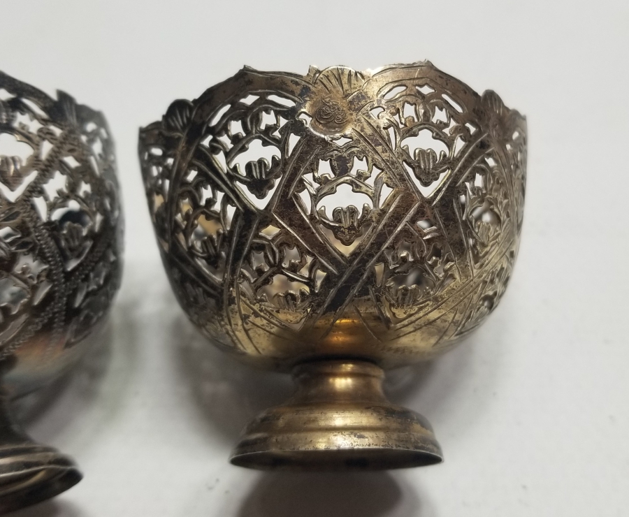 TESTERE VE KALEM İŞÇİLİKLİ OSMANLI DÖNEMİ ÇİFT GÜMÜŞ FİNCAN ZARFI