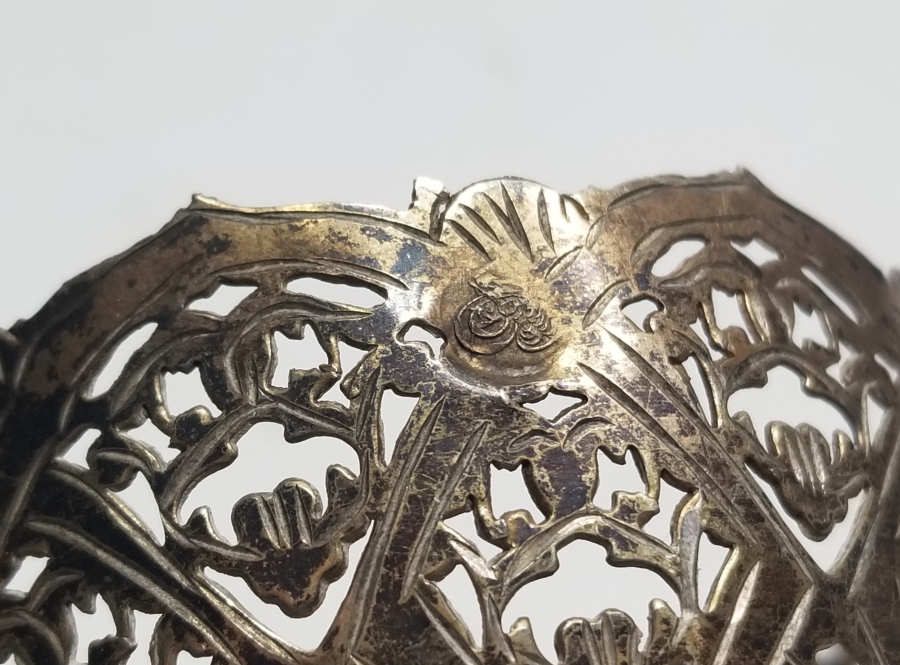 TESTERE VE KALEM İŞÇİLİKLİ OSMANLI DÖNEMİ ÇİFT GÜMÜŞ FİNCAN ZARFI