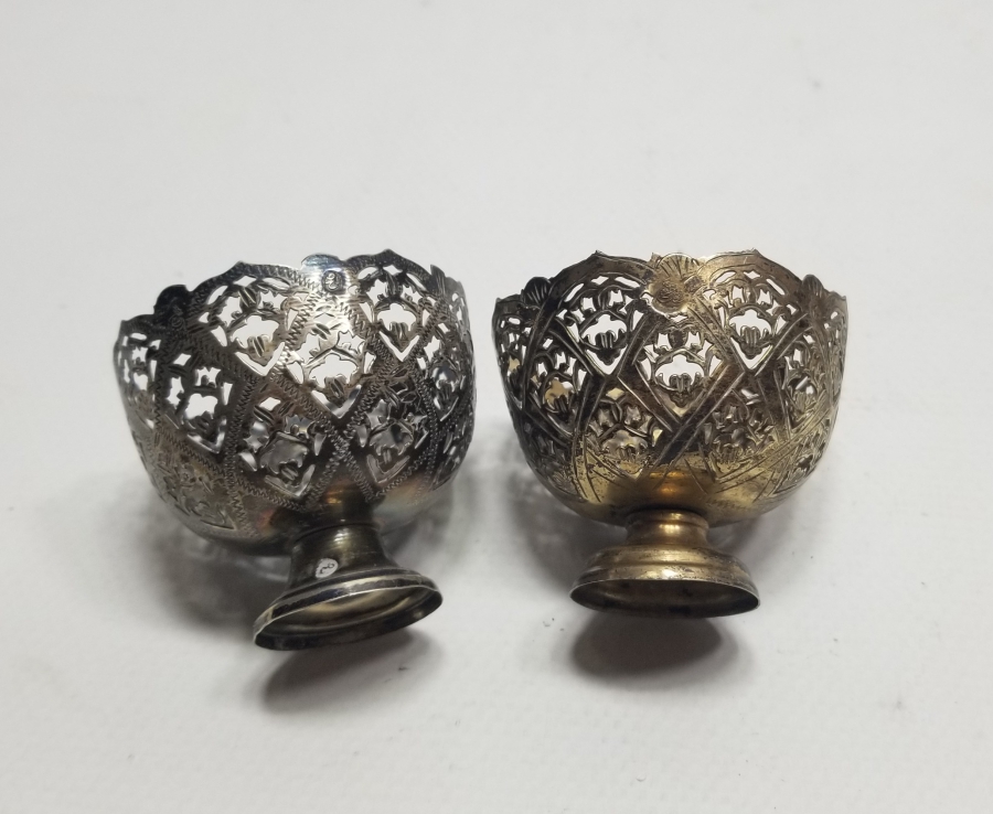 TESTERE VE KALEM İŞÇİLİKLİ OSMANLI DÖNEMİ ÇİFT GÜMÜŞ FİNCAN ZARFI