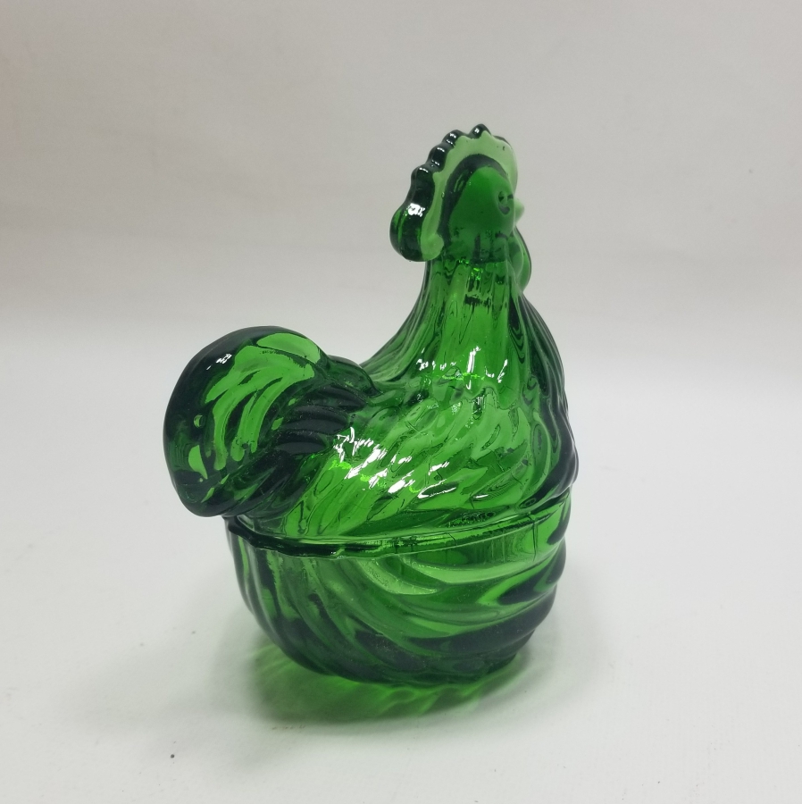 HOROZ FORMUNDA YAPILMIŞ ANTİKA KAPAKLI CAM MACUNLUK