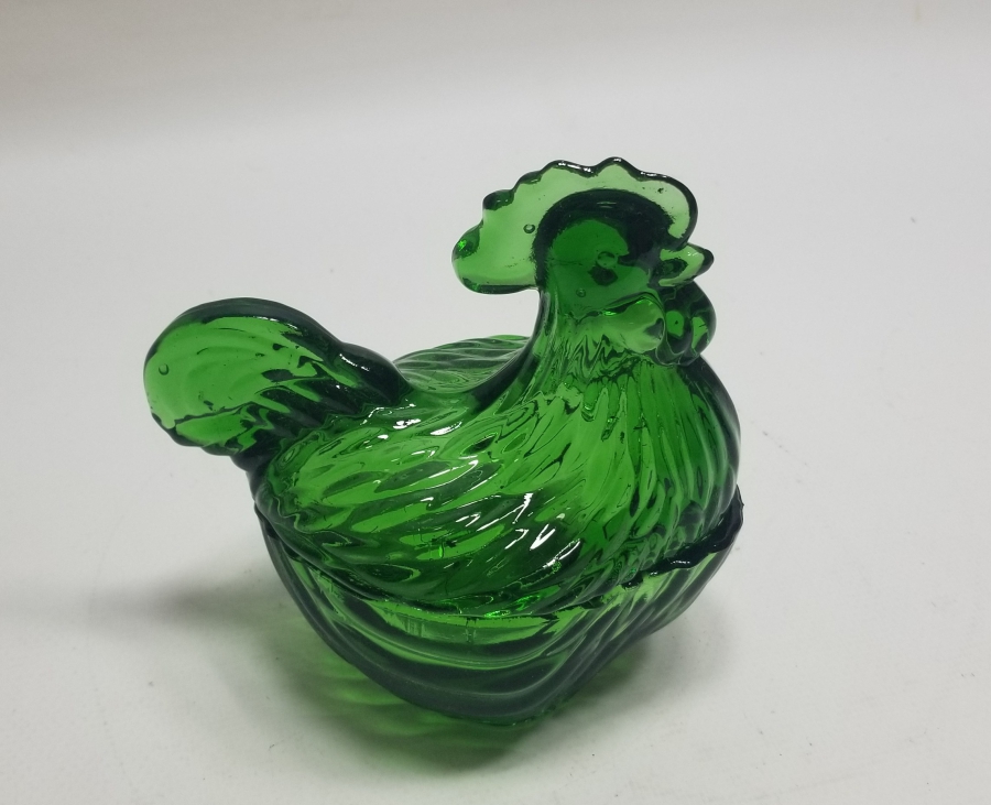 HOROZ FORMUNDA YAPILMIŞ ANTİKA KAPAKLI CAM MACUNLUK