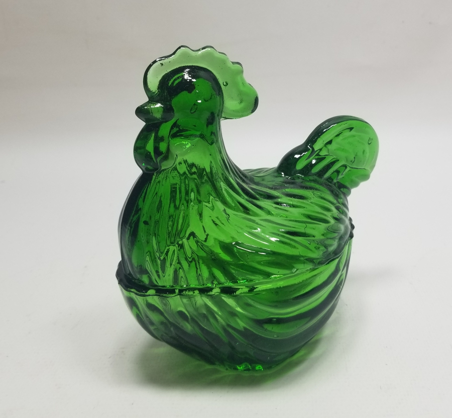 HOROZ FORMUNDA YAPILMIŞ ANTİKA KAPAKLI CAM MACUNLUK