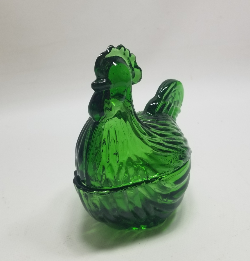 HOROZ FORMUNDA YAPILMIŞ ANTİKA KAPAKLI CAM MACUNLUK