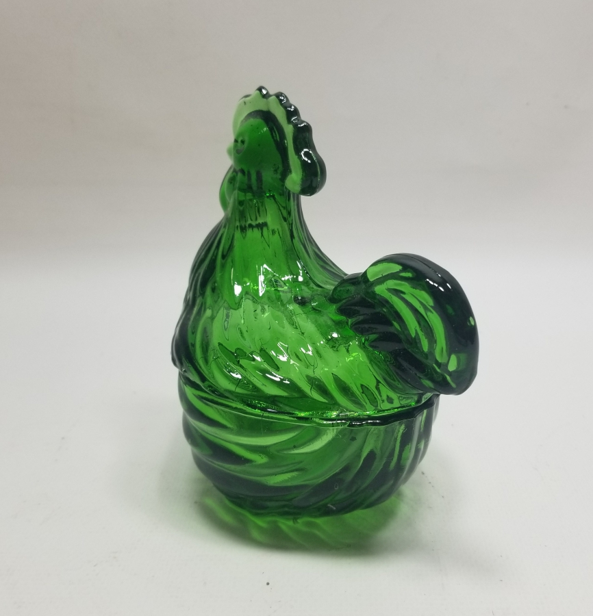 HOROZ FORMUNDA YAPILMIŞ ANTİKA KAPAKLI CAM MACUNLUK