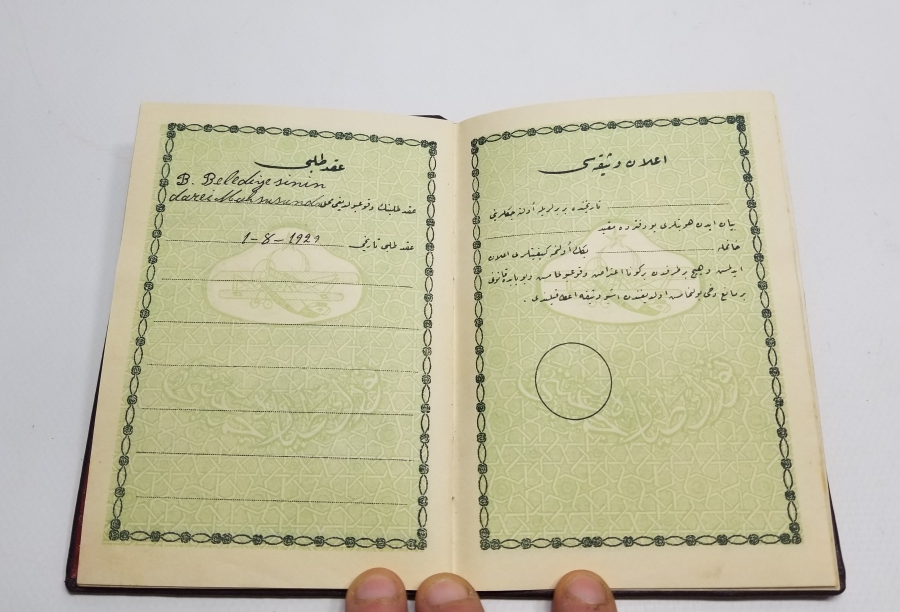 CUMHURİYET BAŞLARI VARAKLI CİLDİNDE OSMANLICA EVLİLİK CÜZDANI