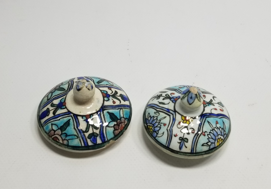 OSMANLI DÖNEMİ İKİ ADET KÜTAHYA KAVANOZ KAPAĞI