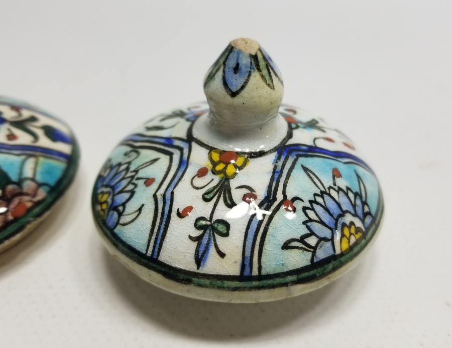 OSMANLI DÖNEMİ İKİ ADET KÜTAHYA KAVANOZ KAPAĞI